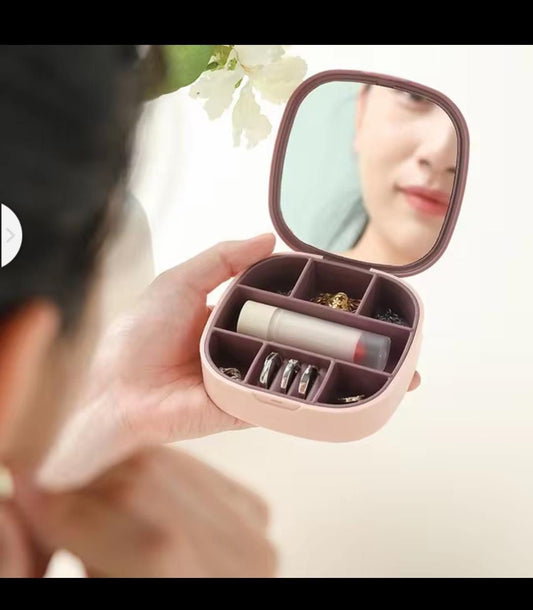Mirror Jewelery Box Portable Jewelry Box Travel Ring Earrings Lipstick Organizer